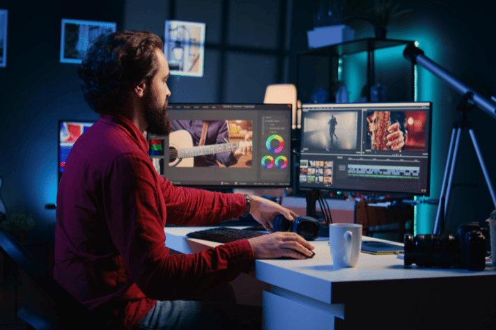 動画編集作業をしている人